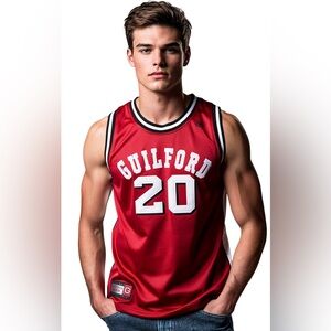 Hardwood Legends Guilford College #20 Basketball Jersey Red Throwback men’s 3XL